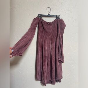 Free People Chasor Brand Burgundy Off the Shoulder Dress